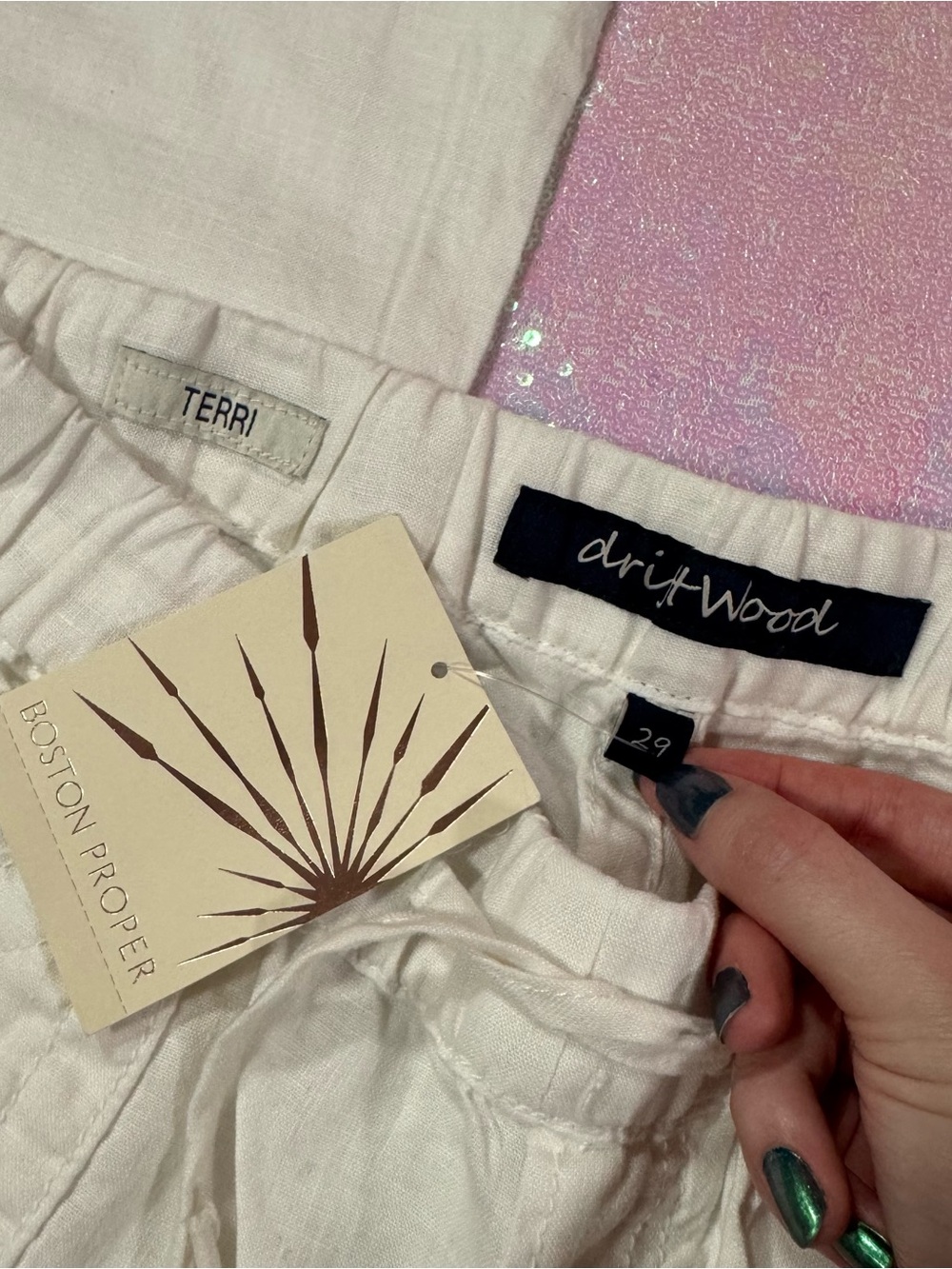 NWT ★ Driftwood White Linen Palazzo Pants with Blue Floral Print (29) ★彡 - Picture 3 of 11
